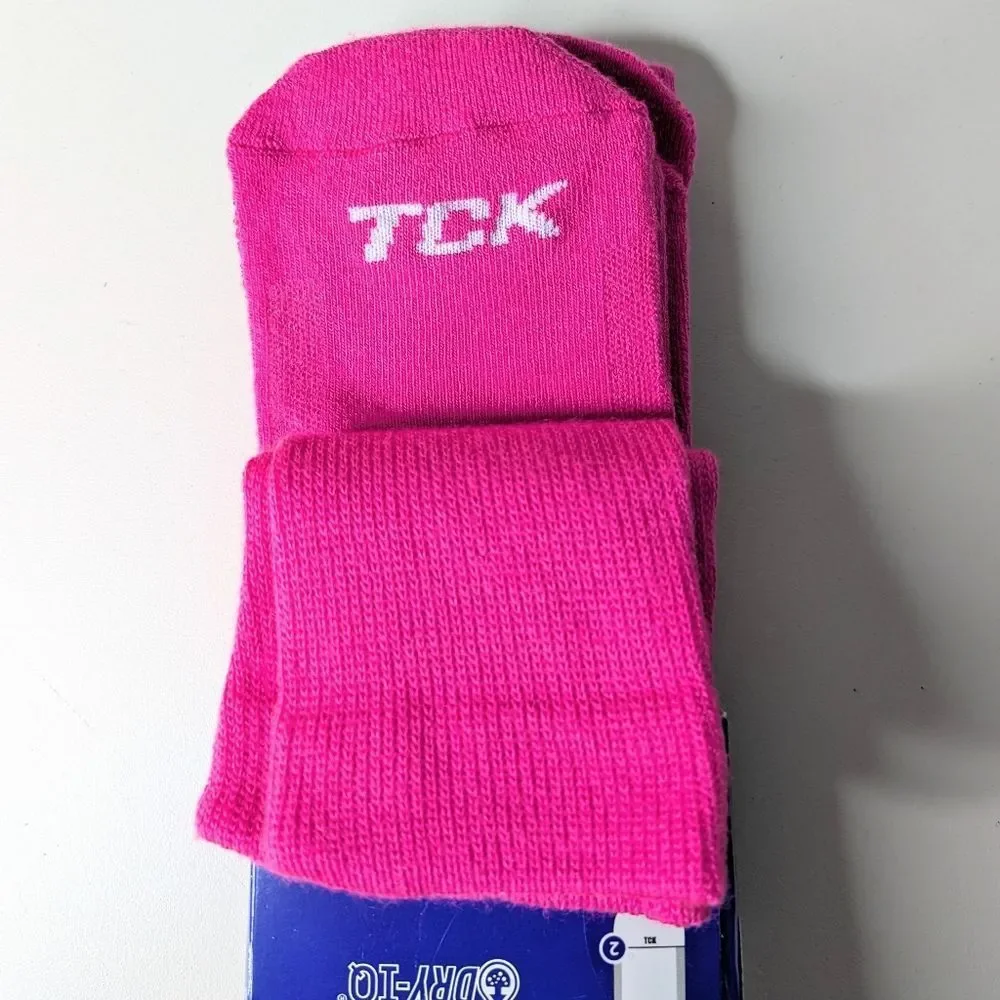 TCK 2 Pack All Sport Neon Pink Knee High Moisture Wicking Socks M 9-12 W 10-13